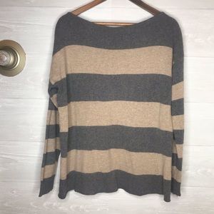 Cashmere silk company boat neck striped sweater